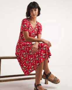 Joe Browns Rachel Jersey Dress| Red Multicolour -MONSON Clothing Shop y01ua705742w