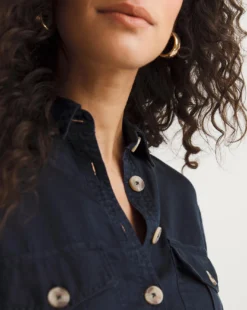 French Connection Elkie Twill Dress| Blue -MONSON Clothing Shop y01ux422740w