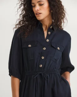 French Connection Elkie Twill Dress| Blue -MONSON Clothing Shop y01ux422742w