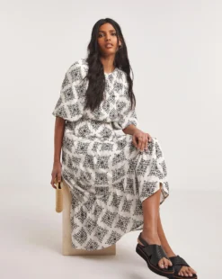 Crinkle Tiered Smock Dress With Puff Sleeves| Monochrome -MONSON Clothing Shop y01wm331731w
