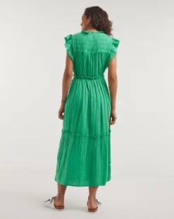 Cheesecloth Smock Dress With Shirred Shoulder| Jade Green 6 Cheesecloth Smock Dress With Shirred Shoulder| Jade Green -MONSON Clothing Shop y01wm486730w