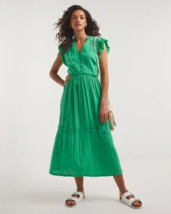 Cheesecloth Smock Dress With Shirred Shoulder| Jade Green 7 Cheesecloth Smock Dress With Shirred Shoulder| Jade Green -MONSON Clothing Shop y01wm486733w