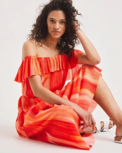 Summer Plisse Bardot Sun Dress| Tie Dye