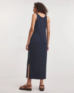 Great Value Soft Touch Jersey Midi Vest Dress With Side Slits| Navy -MONSON Clothing Shop y01wm644741w