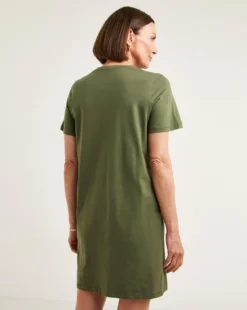 Cotton T-Shirt Dress| Khaki -MONSON Clothing Shop y01wm873707w