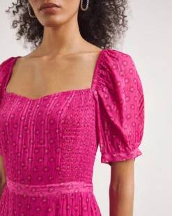 Whistles Flower Charm Print Dress| Pink Multi-coloured -MONSON Clothing Shop y01xt769718w