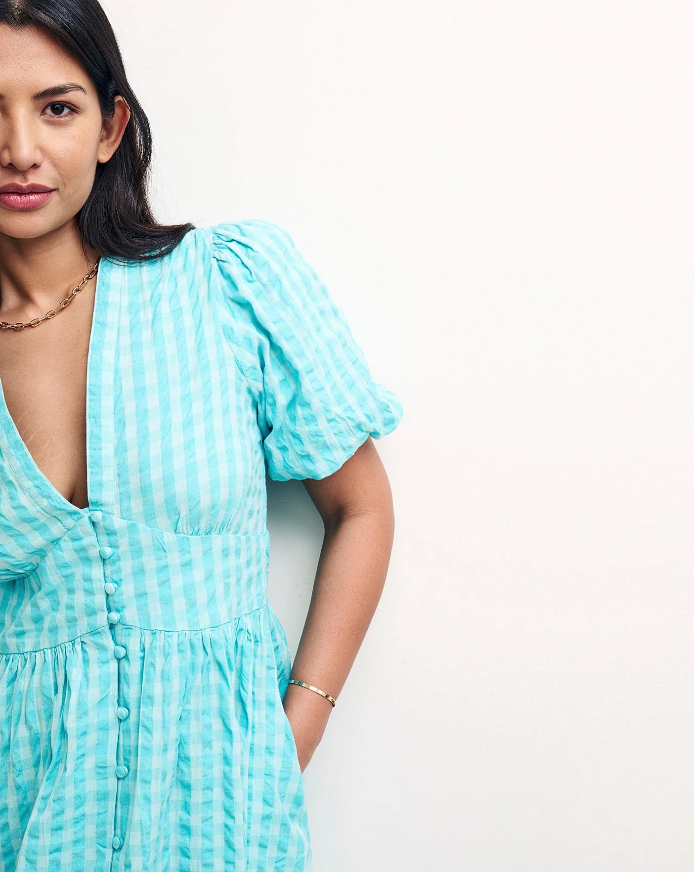 Nobody's Child Starlight Gingham Midi Dress| Blue 3 Nobody's Child Starlight Gingham Midi Dress| Blue - Image 3