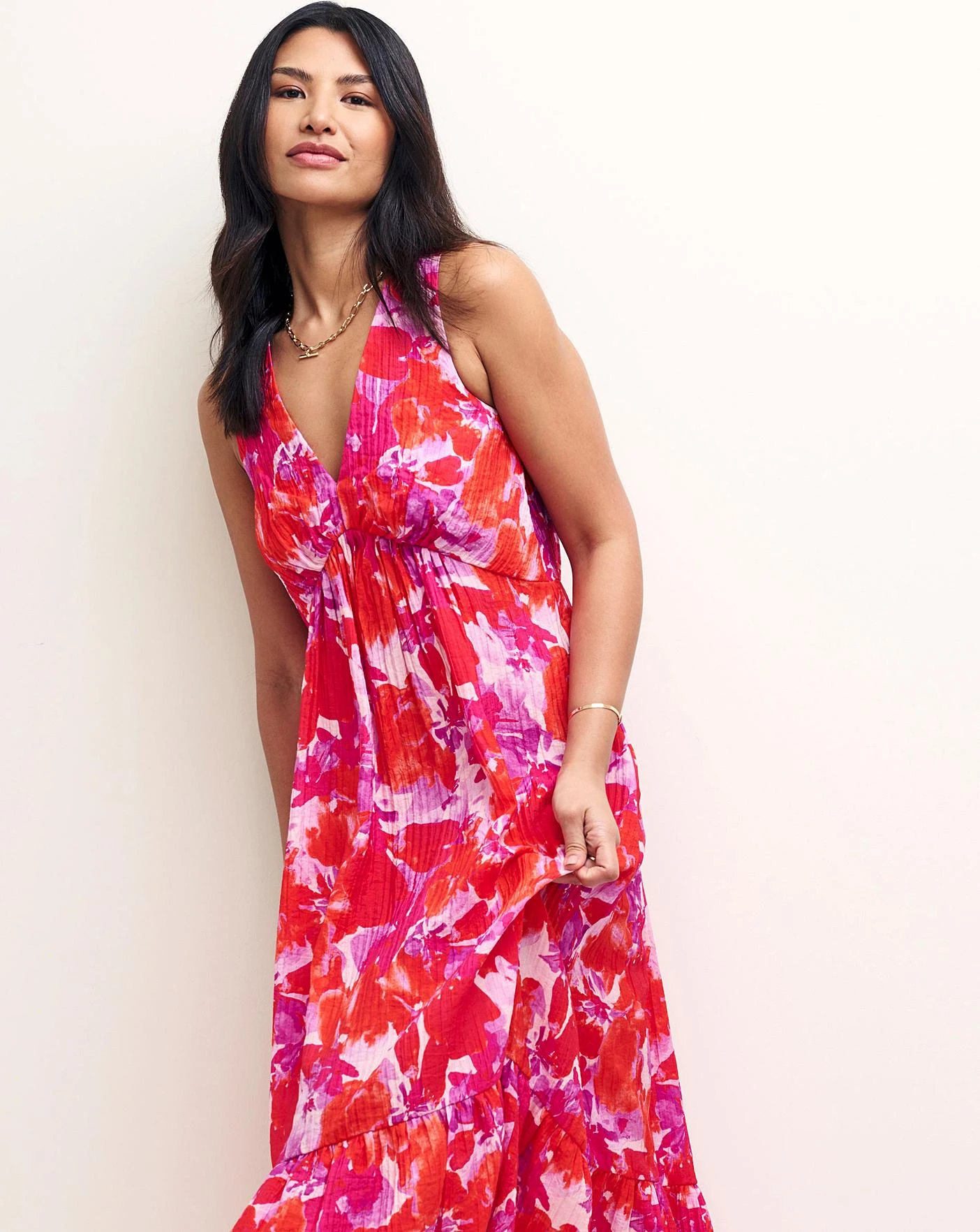 Nobody's Child Amy Abstract Print Midi Dress| Red 1 Nobody's Child Amy Abstract Print Midi Dress| Red