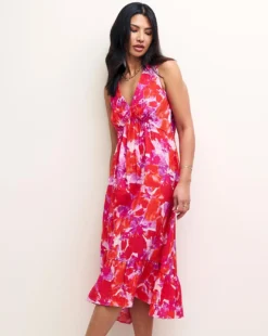 Nobody's Child Amy Abstract Print Midi Dress| Red 6 Nobody's Child Amy Abstract Print Midi Dress| Red -MONSON Clothing Shop y01xt842503c