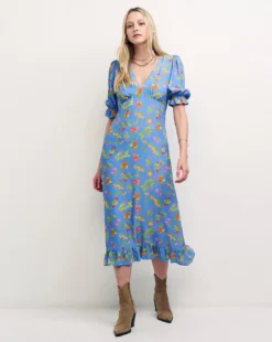Nobody's Child Deliah Fruit Print Dress| Blue