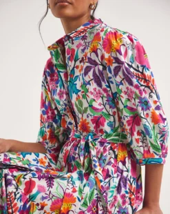 Raishma Studio Floral Print Shirt Midi Dress| Ivory/Multi-coloured 6 Raishma Studio Floral Print Shirt Midi Dress| Ivory/Multi-coloured -MONSON Clothing Shop y01xt891726w