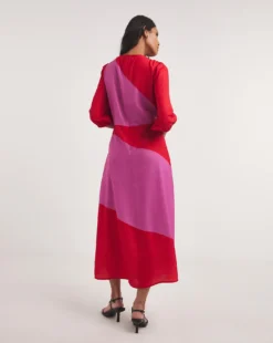 Raishma Studio Abstract Print Embellished Midi Dress| Pink -MONSON Clothing Shop y01xt898728w