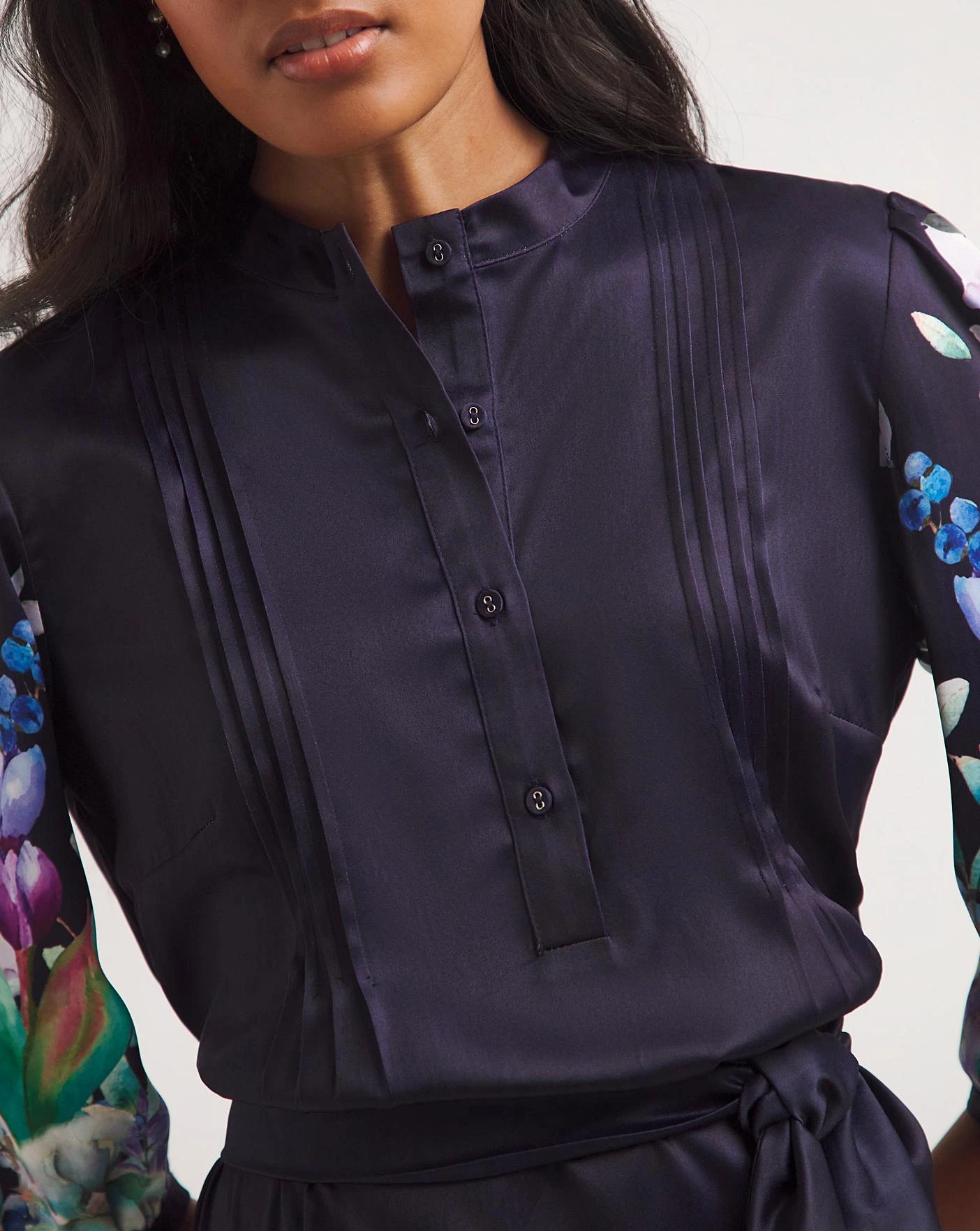 Raishma Studio Floral Print Tie-Front Midi Dress| Navy 2 Raishma Studio Floral Print Tie-Front Midi Dress| Navy - Image 2