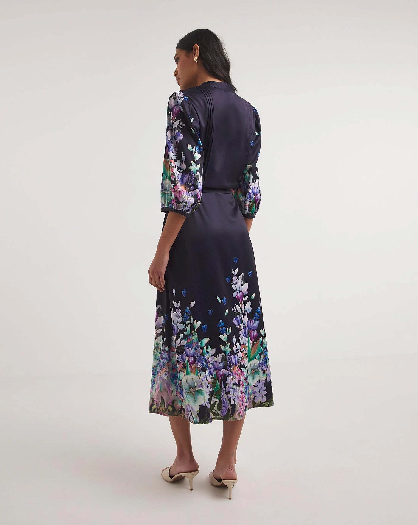 Raishma Studio Floral Print Tie-Front Midi Dress| Navy 4 Raishma Studio Floral Print Tie-Front Midi Dress| Navy - Image 4