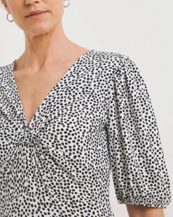 Twisted Front Midi Dress| Mono Print -MONSON Clothing Shop y01yc742707w