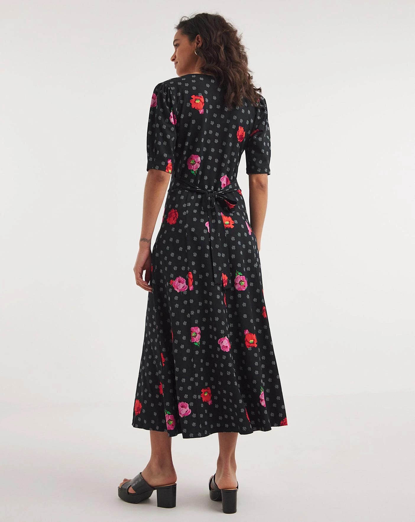 Joe Browns Vintage Valerie Floral Spot Jersey Midi Dress| Black Multi 4 Joe Browns Vintage Valerie Floral Spot Jersey Midi Dress| Black Multi - Image 4