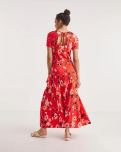 Joe Browns Jersey Elegant Sophistication Red Maxi Dress| Red Multicolour -MONSON Clothing Shop y01zy271748w