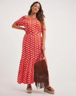 Joe Browns Easy Summer Red Maxi Dress| Red Multicolour
