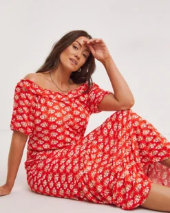 Joe Browns Easy Summer Red Maxi Dress| Red Multicolour -MONSON Clothing Shop y01zy273961w