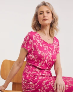 Julipa Jersey Shift Dress| Pink Print -MONSON Clothing Shop y07eg431738w