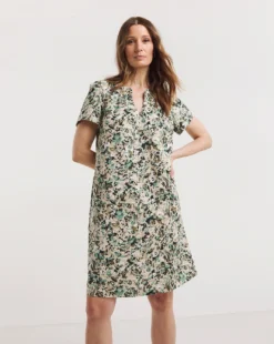 Julipa Linen Shift Dress| Stone Print