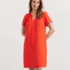 Julipa Linen Shift Dress| Red