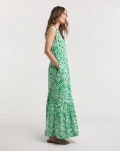 Julipa Button Down Jersey Dress| Green Print -MONSON Clothing Shop y07eg587746w