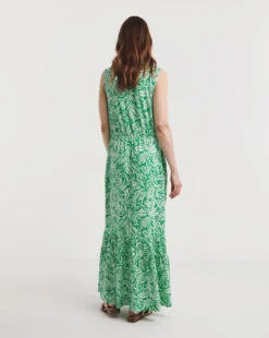 Julipa Button Down Jersey Dress| Green Print -MONSON Clothing Shop y07eg587748w