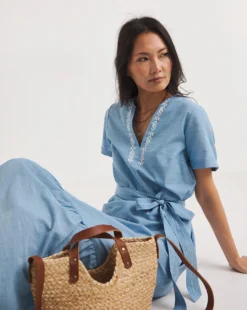 Julipa Chambray Embroidered Dress| Blue 5 Julipa Chambray Embroidered Dress| Blue -MONSON Clothing Shop y07eg686726w