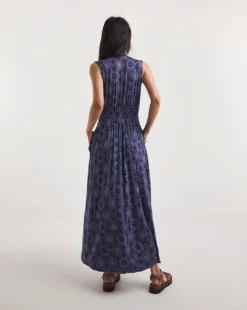 Julipa V Neck Jersey Dress| Navy Print -MONSON Clothing Shop y07eg693725w