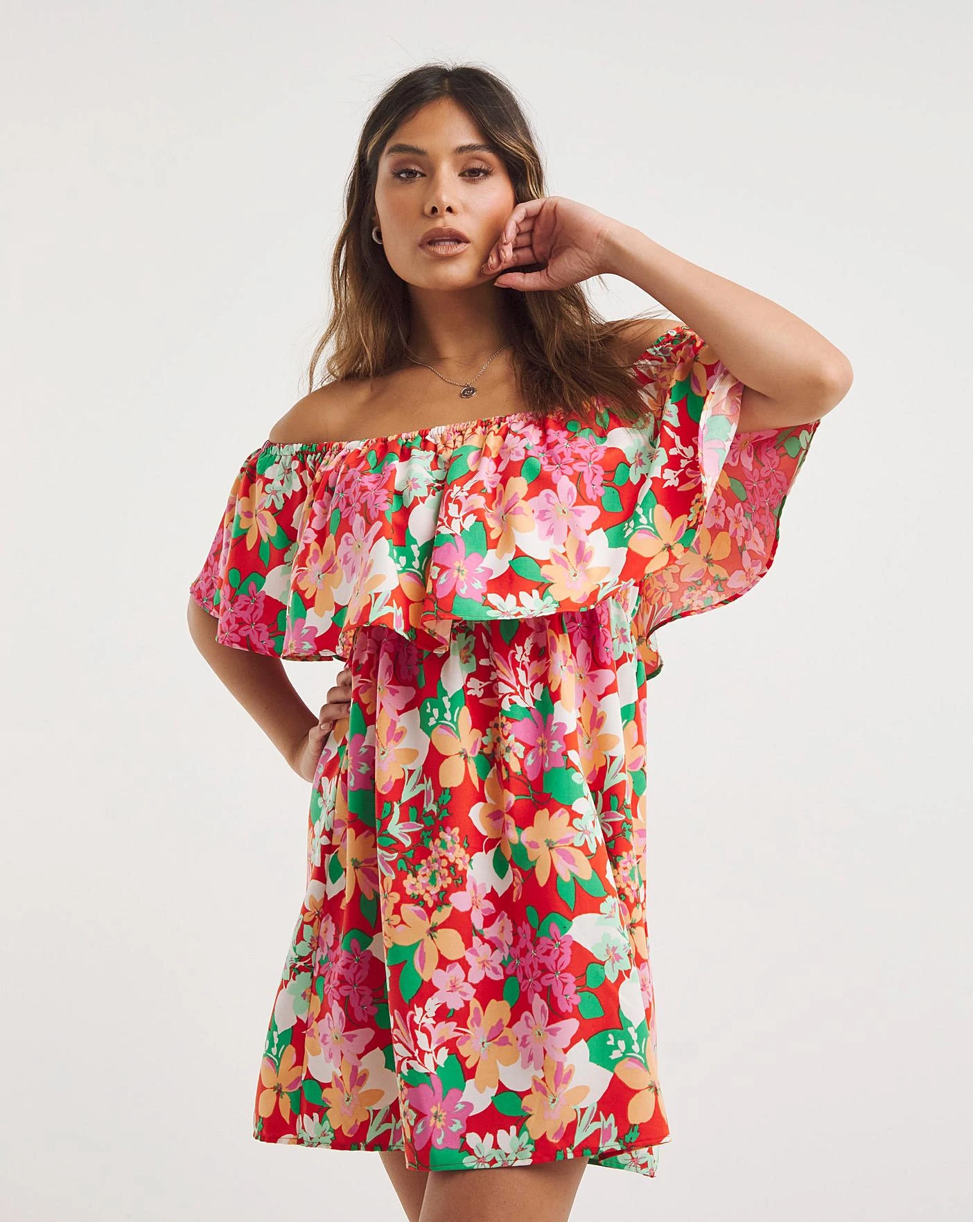 Value Bardot Beach Dress| Floral Print 2 Value Bardot Beach Dress| Floral Print - Image 2