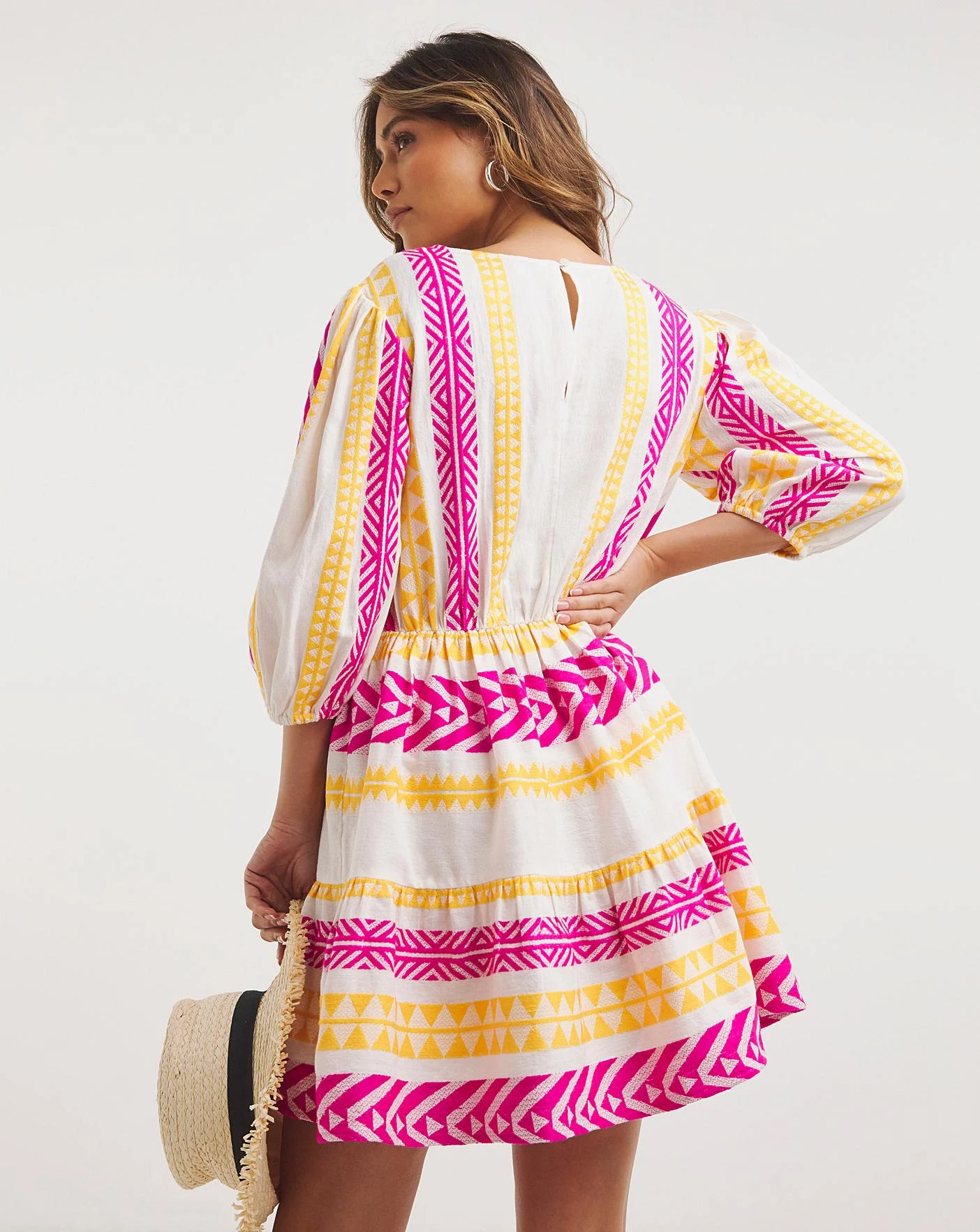 JD Williams Tropadelic Jaquard Mini Beach Dress| White 3 JD Williams Tropadelic Jaquard Mini Beach Dress| White - Image 3