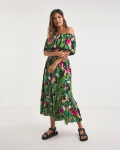 JD Williams Tropadelic Bardot Maxi Beach Dress| Floral Print