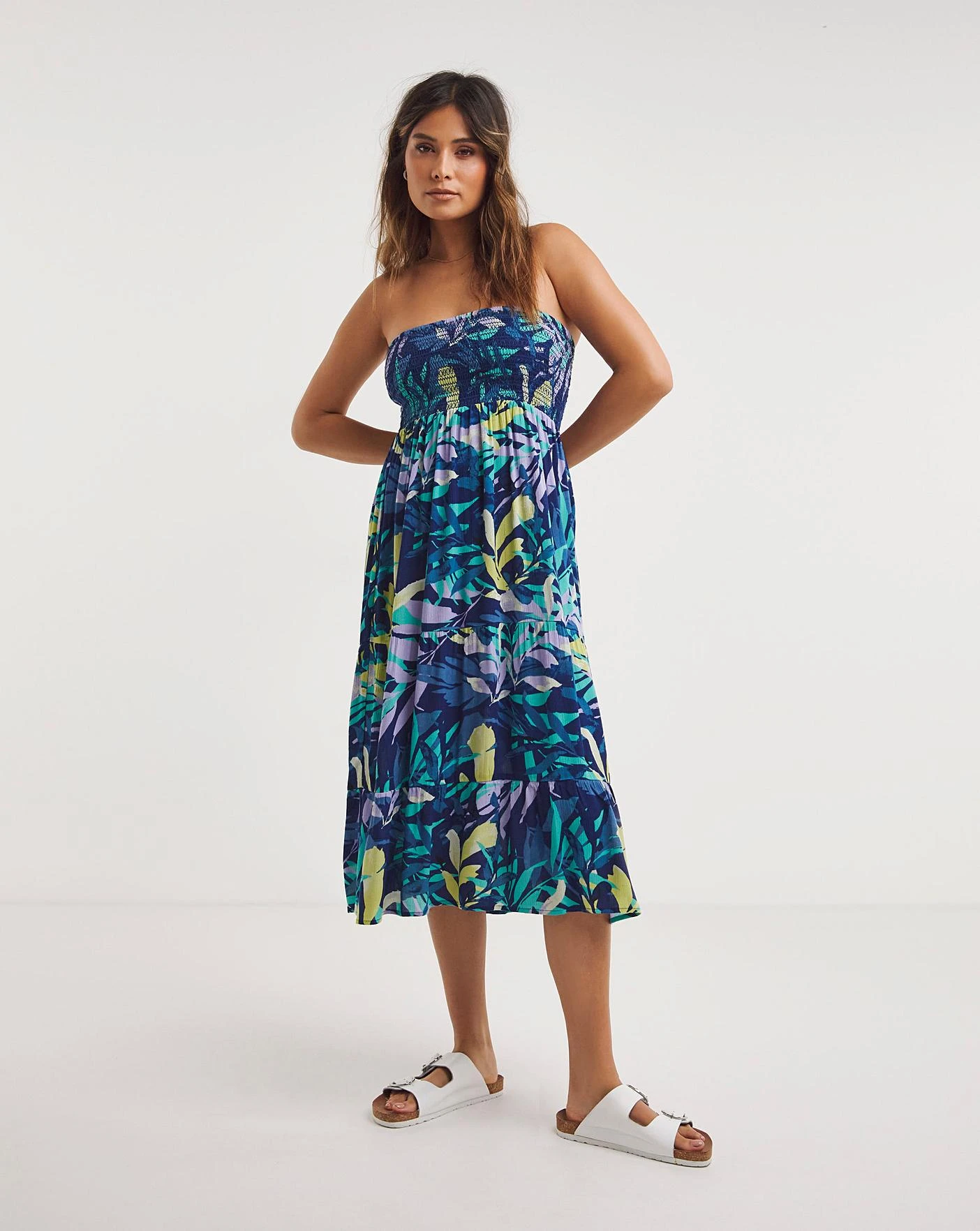 Bandeau Beach Dress| Leaf Print 1 Bandeau Beach Dress| Leaf Print