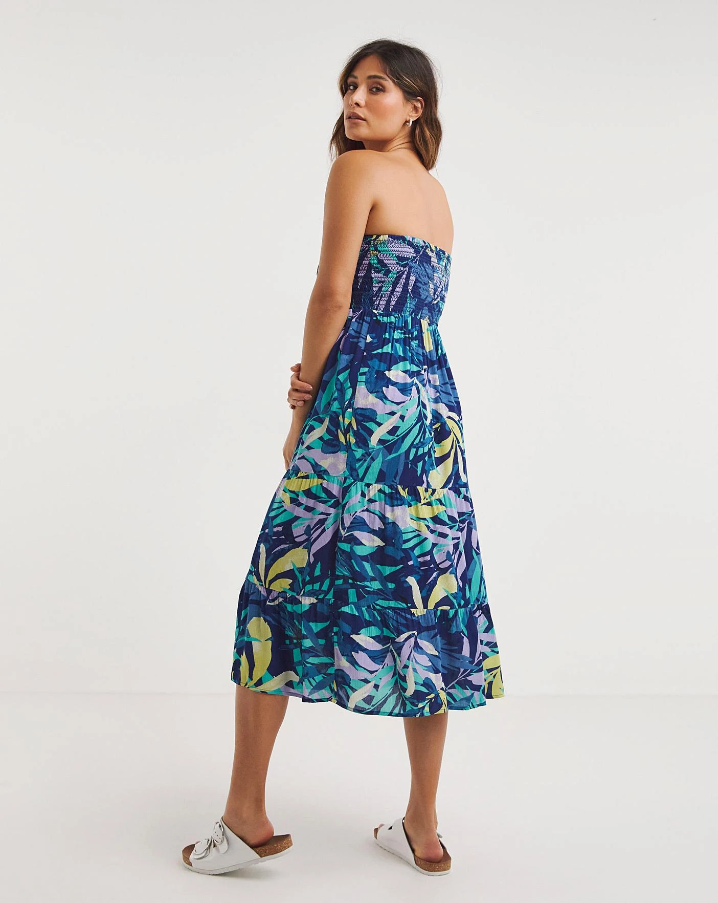 Bandeau Beach Dress| Leaf Print 2 Bandeau Beach Dress| Leaf Print - Image 2