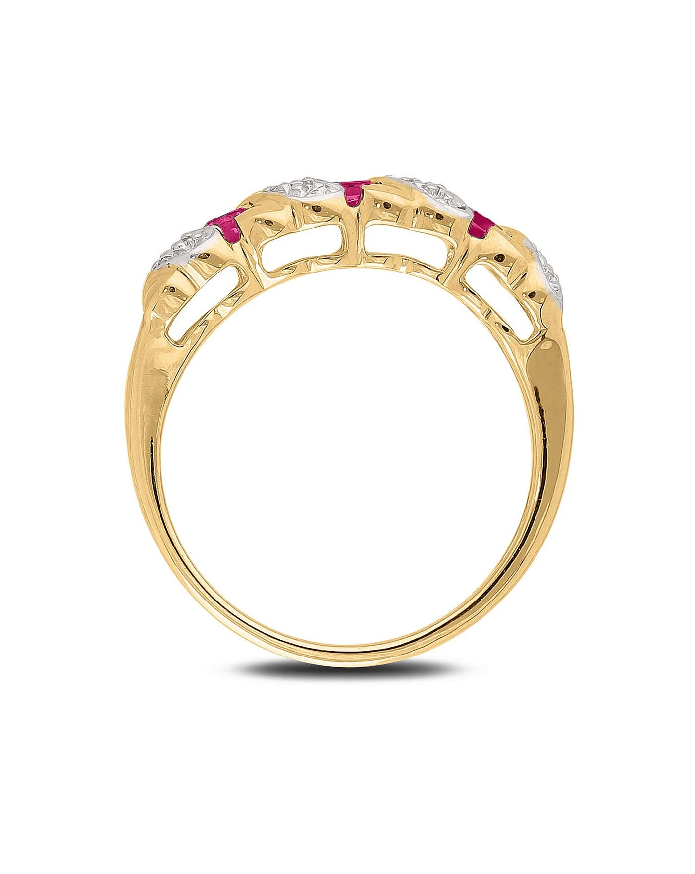 9 Carat Gold Ruby And Diamond Kiss Design Half Eternity Style Dress Ring 2 9 Carat Gold Ruby And Diamond Kiss Design Half Eternity Style Dress Ring - Image 2