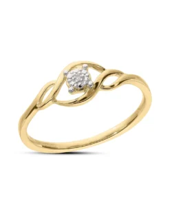 9 Carat Yellow Gold Dainty Diamond Accent Dress Ring