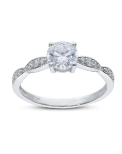 9 Carat White Gold Cubic Zirconia Dress Ring With Feature Shoulders